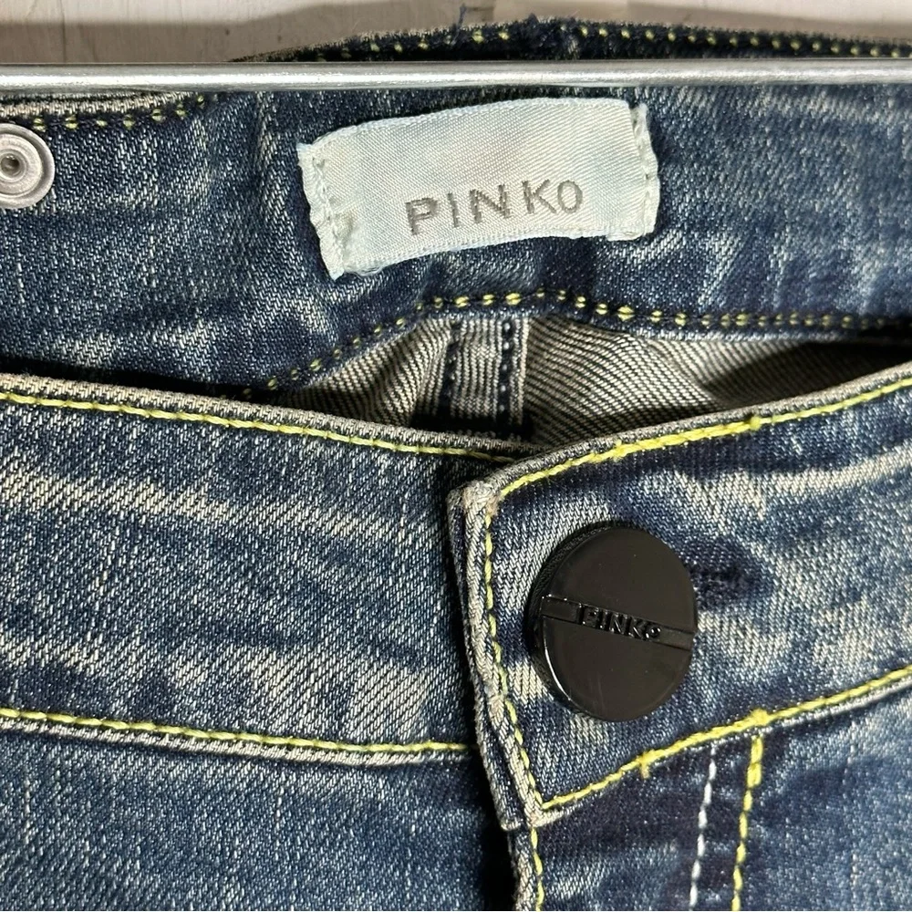 Pinko Womens Bootcut Jeans Size 31 Medium Wash‎ Stretch NEW Embroidered Pockets